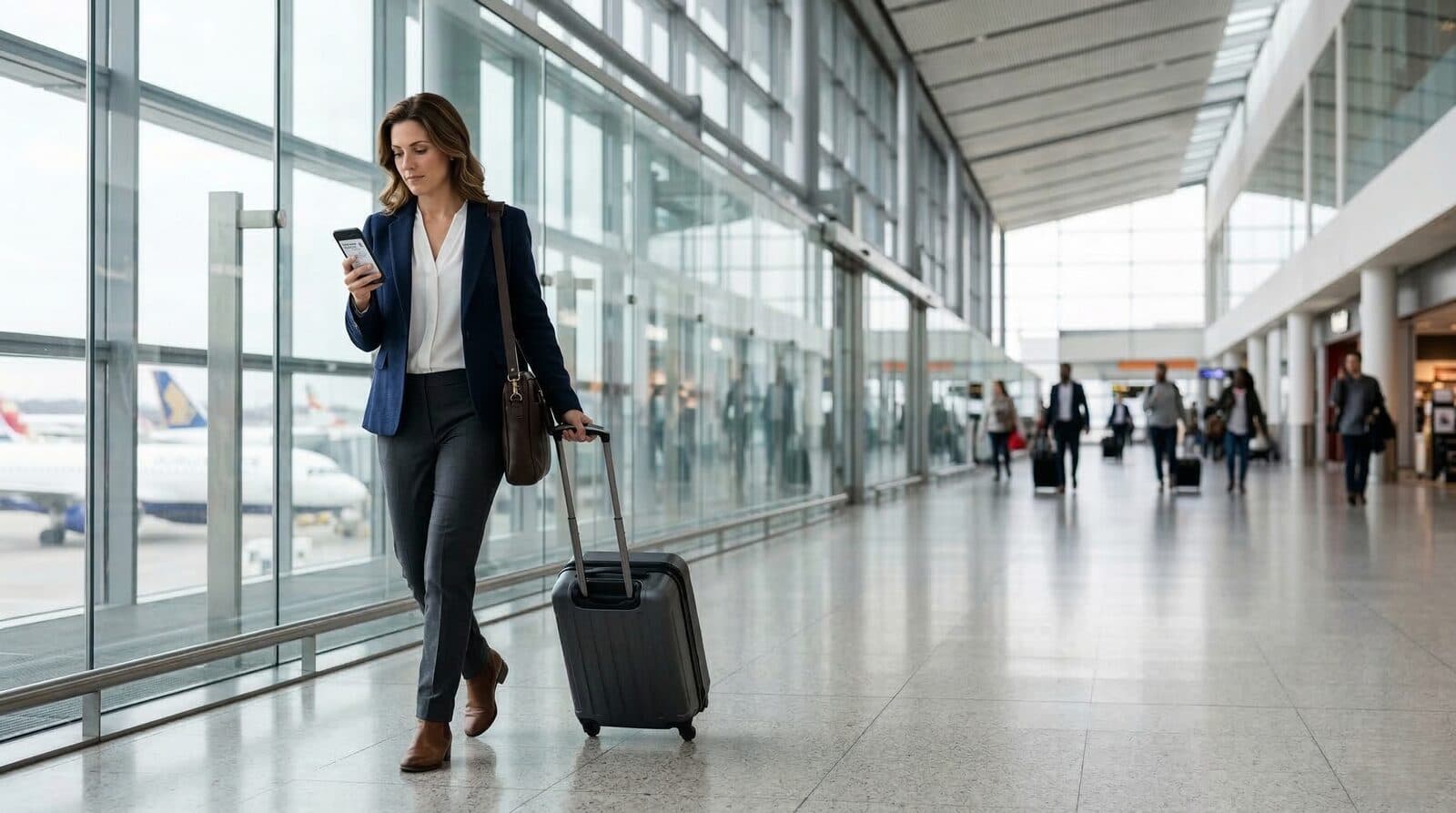 Corporate traveller at airport terminal